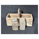 Wooden Caddy with Ball Mason Jars
