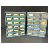 Two Blue Metal Drawer Cabinets