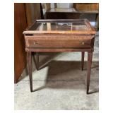 Wood and Glass Display Table with Drawer
