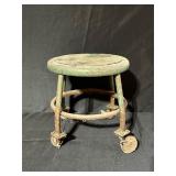Metal Stool with Casters and Circular Seat