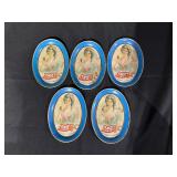 Five Pepsi-Cola Oval Tin Trays