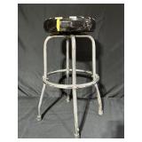 Metal Stool With Checkered Seat