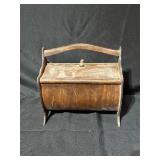 Wooden Box with Hinged Lid and Handle