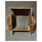 Wooden Side Table with Magazine Racks