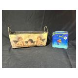 Floral Tin and Ceramic Tissue Holder