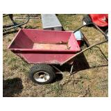 Red Metal Dump Cart with Tires