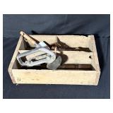 Wood Box with Tools and Rusted Chain