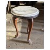Round Marble-Top Wooden Side Table