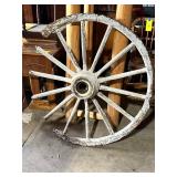 Wooden Wagon Wheel with Metal Rim