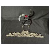 Metal Horseshoe Sculpture and Ornamental Bar