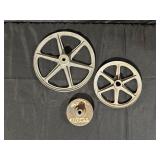 Three Vintage Metal Pulleys