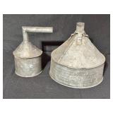 Two Vintage Metal Funnels