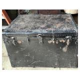 Black Metal Trunk with Interior Compartments