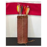 Leather Quiver with Wood Arrows Set