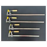Four Steel Bar Clamps with Wooden Handles