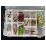 Plastic Tackle Box with Assorted Fishing Gear