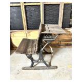 Vintage Wooden School Desk With Iron Frame