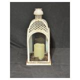 Metal Lantern with Candle and Glass Panels