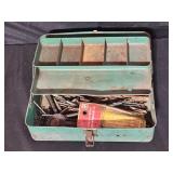 Metal Toolbox with Assorted Drill Bits