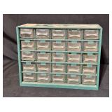 Vintage Green 30-Drawer Storage Cabinet