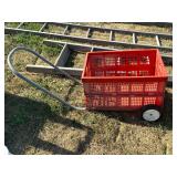 Red Plastic Pull Cart with Metal Handle