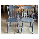 Blue Wooden Spindle-Back Chairs