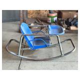 Blue Metal Rocking Seat With Tray