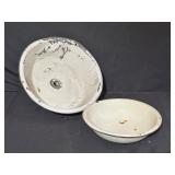 White Enamel Sink and Bowl Set