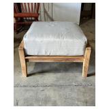 Wooden Ottoman With Light Gray Cushion