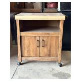 Wooden Cabinet With Wheels and Storage