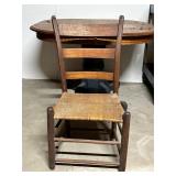 Rustic Wooden Ladder-Back Chair With Woven Seat