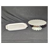 White Ceramic Cake Stand and Tray Set