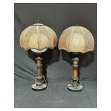 Vintage Table Lamps with Cane Shades