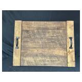 Wooden Tray With Metal Handles