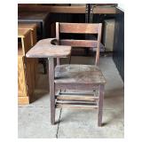 Rustic Wooden School Desk Chair