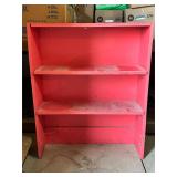 Wooden Red Bookshelf with Three Shelves