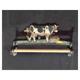Cast Iron Cow-Themed Towel Holder