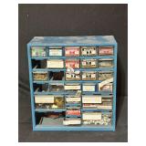 Blue Storage Cabinet With Assorted Hardware
