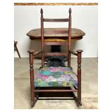 Wooden Rocking Chair with Floral Upholstery