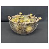 Decorative Wire Basket With Metal Acorns