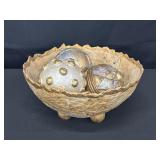 Paper Mache Bowl with Paper Mache Ornaments