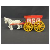 Cast Iron Horse-Drawn Ice Wagon