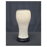 Beige Crackle Glazed Vase with Stand