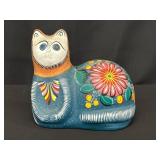 Hand-Painted Mexican Cat Figurine