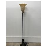 Floor Lamp with Ornate Shade and Metal Base