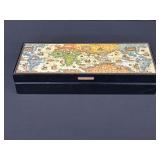 Lacquered Jewelry Box with Map Design