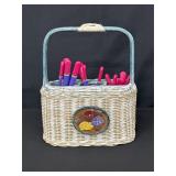 Wicker Basket With 15-Piece Cutlery Set