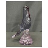 Purple Glass Bird Sculpture, 9.5ï¿½ Tall