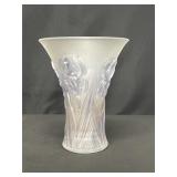 Pressed Glass Vase with Iris Motif