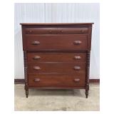 Wooden Five-Drawer Chest with Turned Details